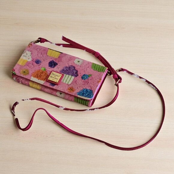 Fashion Inspired Pink Cup Cake Print Crossbody Wallet with Detachable Strap - Picture 1 of 9